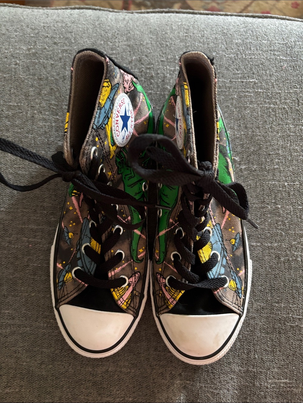Converse High Top Sneakers with dinosaur graphics